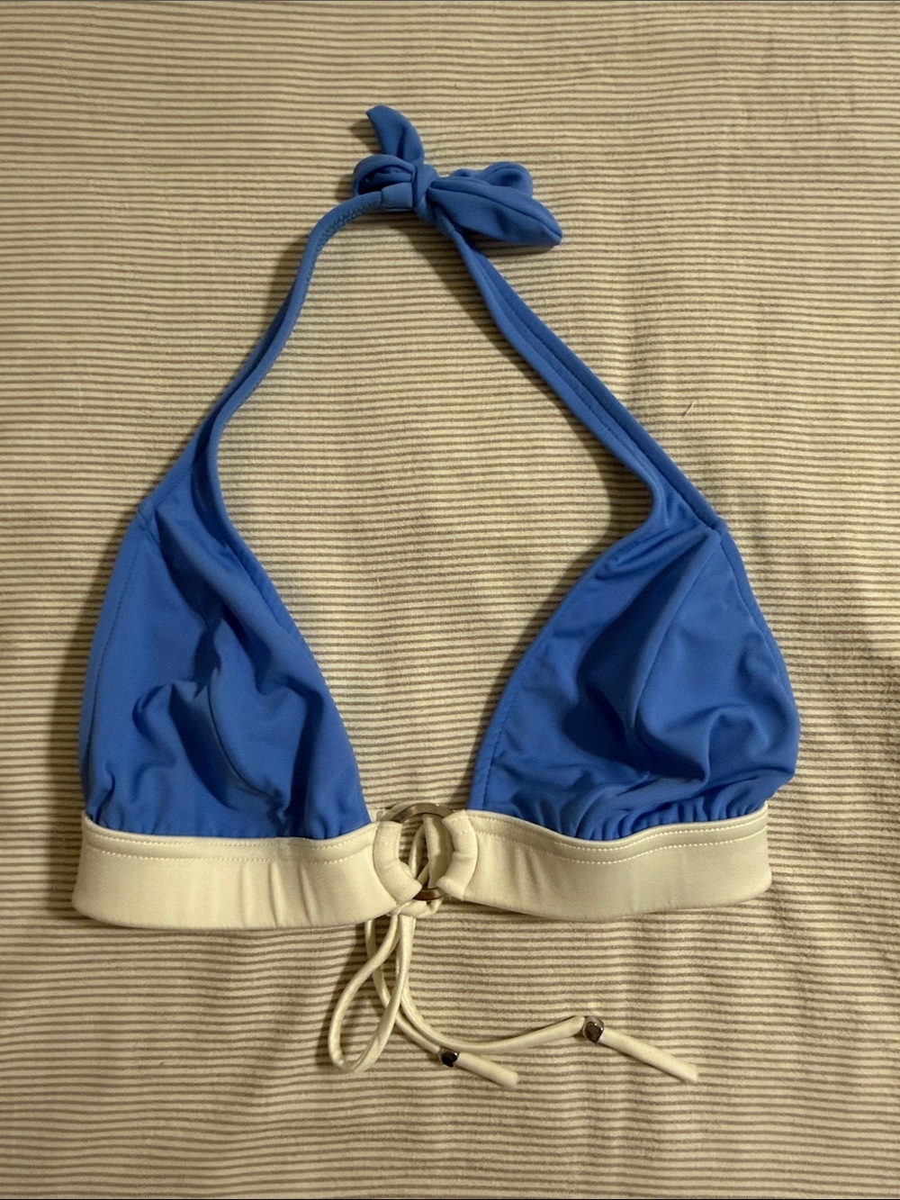 VENUS Halter Bikini Top - Blue and White - Size D